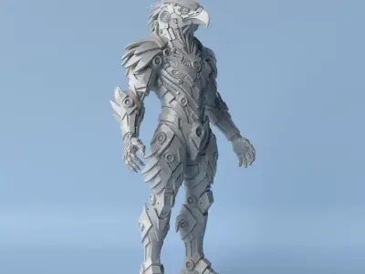Cyberpunk Eagle Full Body  STL Sculpture for 3D Printing 3D print model