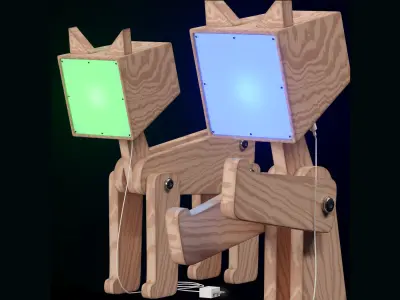 HROOME WOODEN CAT LAMP 3D model
