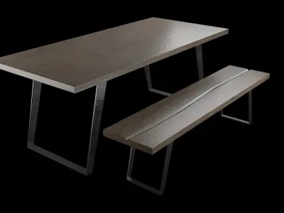 Dining Table Set-07 Low-poly 3D model