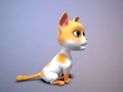 cartoon yong cat Low-poly 3D model