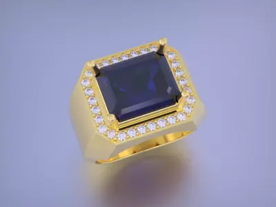 Men Emerald diamond Ring 3D print model