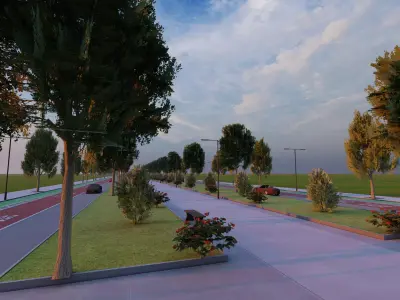 Realistic City Road For Unreal engine  3D model