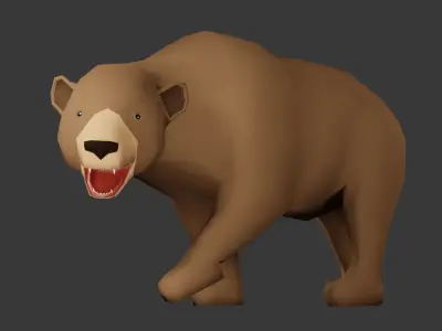 Low poly Grizzly Bear Rigged 3D model Low-poly 3D model