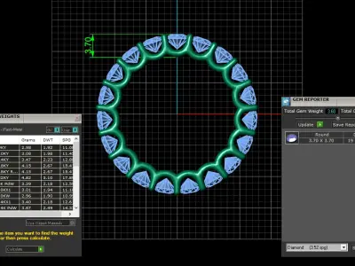 U Shaped Eternity Ring 3 point 7 mm stone size swiss 17 and EU57 3D print model