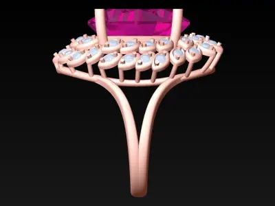 Oval stone ring - Womens  Rings - GN109 3D print model