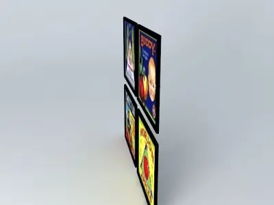 vintage posters, quadros vintage, rótulos, labels Free 3D model