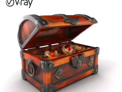 Decorated Pirate Treasure Chest Model Pack Low-poly 3D model