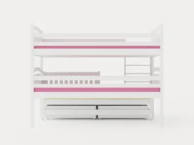 Alea Bunk Bed 90x200 With Extra Bed And Storage 3 Pers Low-poly 3D model