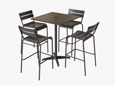 Bar Height Outdoor Table and Barstools 3D model