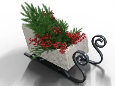 Decorative Sleigh Christmas Low-poly 3D model