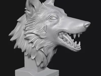 Wolf head sculpture 3D print model purchase