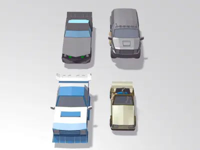 Cars Collection Lowpoly two vehicles in environment Low-poly 3D model