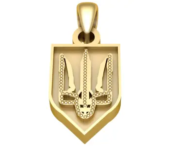 Golden Trident Emblem Pendant 3D print model