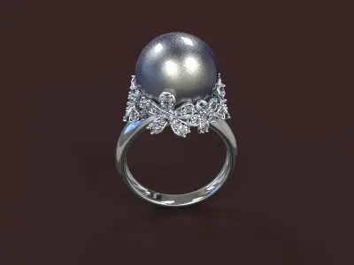 ring-02 tahitian pearl ring 3D print model