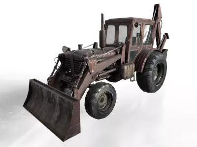 Tractor excavator model Low-poly 3D model