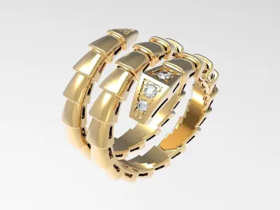Serpenti  Flexible  Double Rotated Ring  18 5mm 3D print model