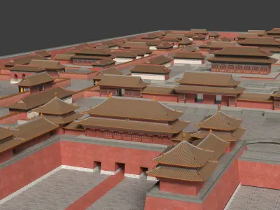 Chinese forbidden city   Low-poly 3D model