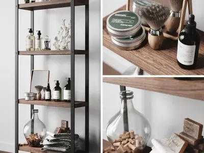 Bathroom Collection round mirror on table with books and plants