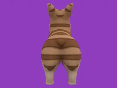 Animated Stylized Striped Brown Welsh Corgy  Low-poly 3D model