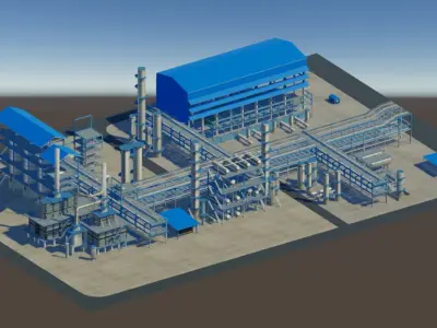 Refinery oil Low-poly 3D model