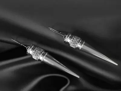 earrings silver spike 3D model