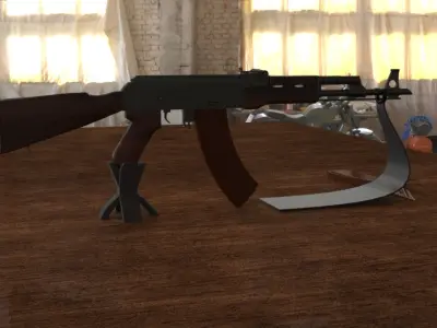 Russian AKM Assault Rifle 3D Model  Low-poly 3D model