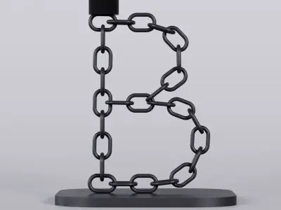 Alphabet B Chain Black Candleholder 3D Model True 4K PBR Render Low-poly 3D model