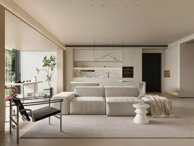 Modern living room dining room interior scenes 264 3D model