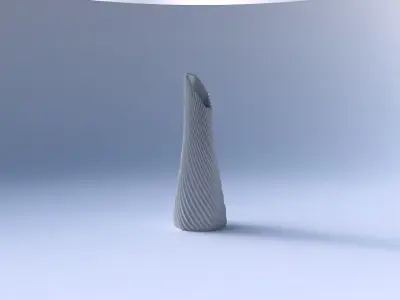 Vase top bent hexagon with bent extruded lines 2 3D print model