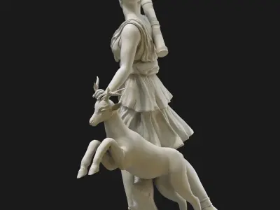 Diana 3D model statue of woman with goat 3D model