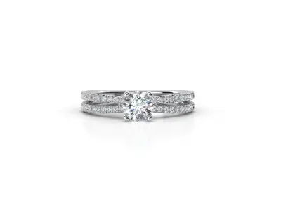 ZDR046 diamond engagement ring gold 3D print model
