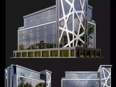 03 Modern Glass Building with voronoi geoform 3D model