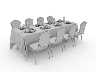 Banquet Table and Chair 91 3D model