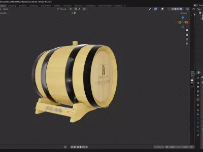 Wooden Barrel 3D model