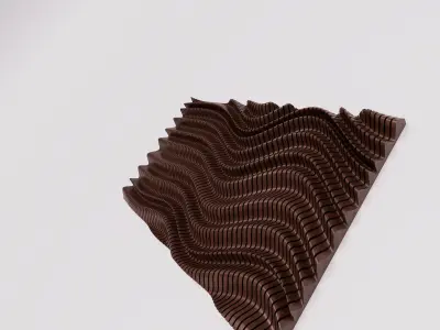 Wall Facade wave parametric facade wood panel size 18ft by 11ft 3D print model