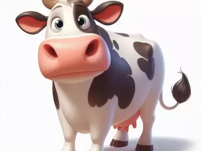 Charming Cartoon Cow Stylized 3D Farm Animal Character Low-poly 3D model