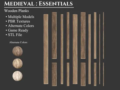 Medieval Collection Essential Wood and Rope 3D Model Pack