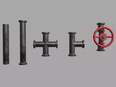 Modular Pipe Kit Low-poly 3D model