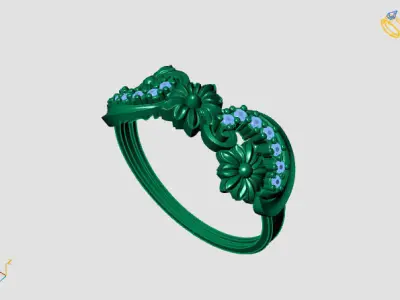Women Ring Diamond Stone STL 3DM Lightweight Printable 3D print model 68
