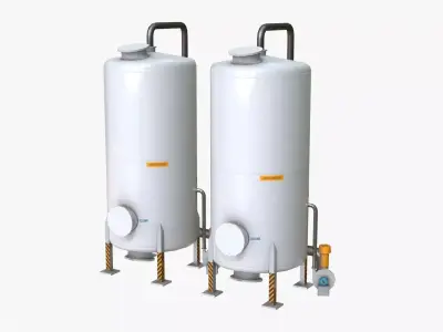 Industrial Absorbent Tank Low-poly 3D model