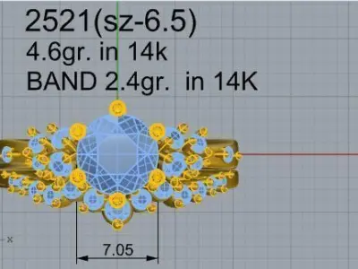 Round Diamond Ring With Band 2521 3D print model