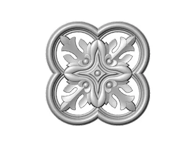 Gothic clover frame floral carving rosette relief ornament 3D print model