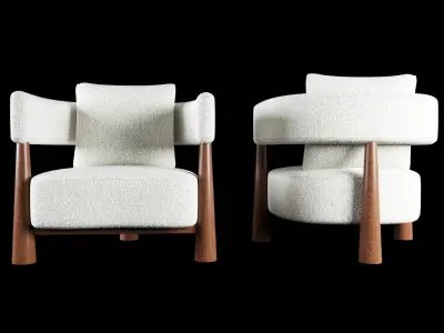 Pair of  bean shaped armchairs Low-poly 3D model