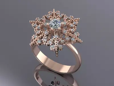 Snowflake Ring Jewelry silver gold 3D print model