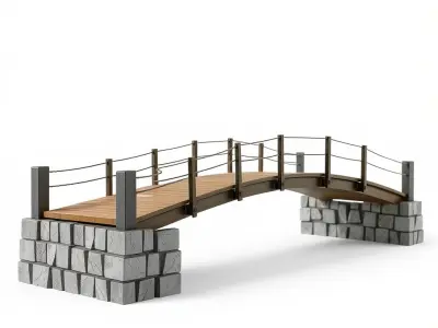 Historical Replica Footbridge Model Pack Low-poly 3D model