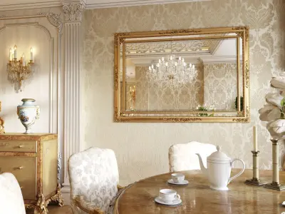 Beveled mirror in classic frame 3D model