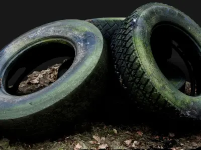 tires truck junkyard trash PBR photogrammetry 3D model