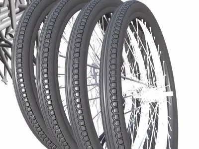 Carbon Fiber Cycling Bicycle Wheels Groupset Low-poly 3D model