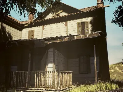 UE4 UE5 Abandoned wooden house modular V02Pro Updated 009 Low-poly 3D model