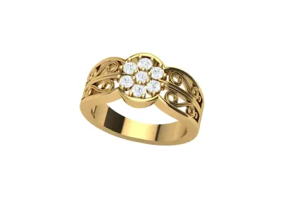 7stonering gold ring with diamonds 3D print model
